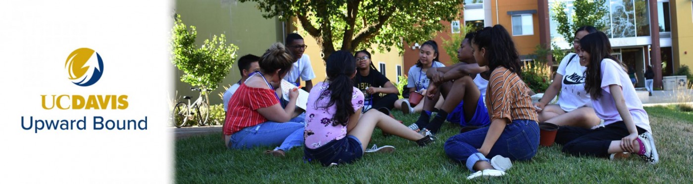 Students meet in a group on a lawn